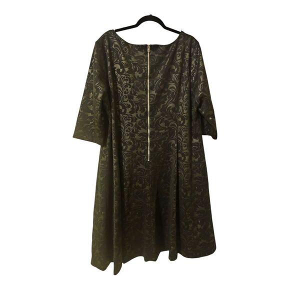 JAX Black Matte Floral Beaded Accent Dress - Size 24W - Picture 2 of 11